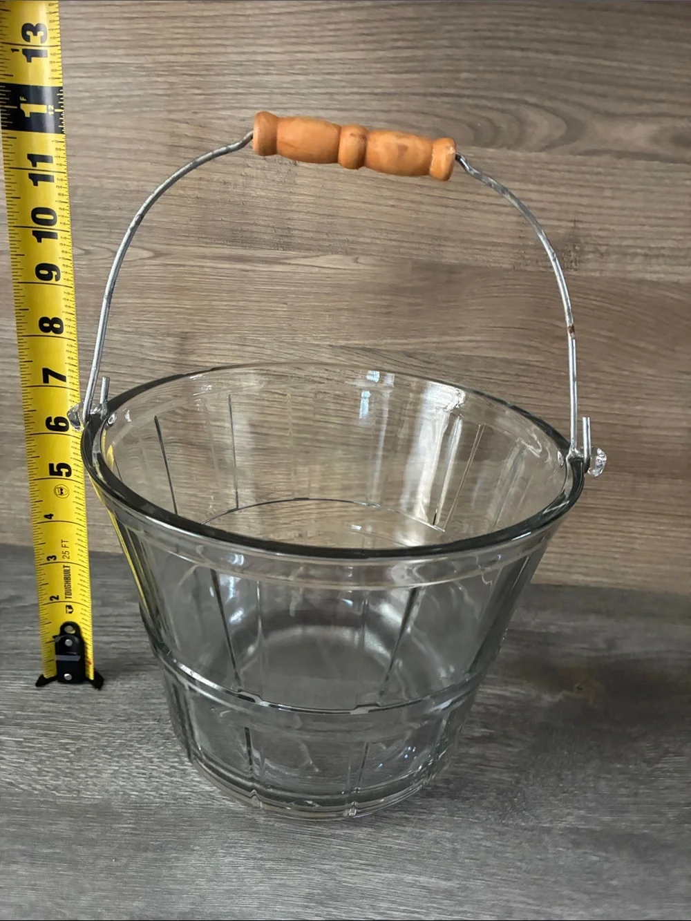 Incredible vintage Anchor Hocking Glass bucket Apple bushel basket ice bucket